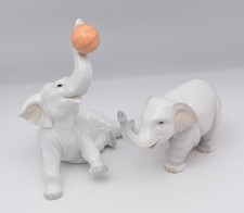 Figurine Élégante Gracieuse De Luxe Des Éléphants Chanceux Lladro Espagne Japon