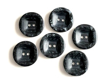 LOT de 6 jolis BOUTONS Noir Gris marbré Rond D=3cm comme Neuf