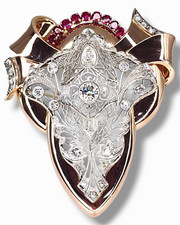 Very Large 14K Rose Gold Art Deco Brooch and Pendant  3.09ct