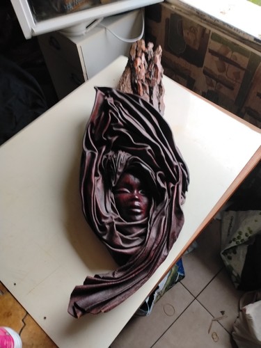Masque cuir mural sur - , bois