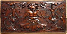 Sculpture Panneau de bois sculpté ancien Ange style 17e siècle