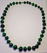 •collier 39 perles malachite naturelle authentique massif