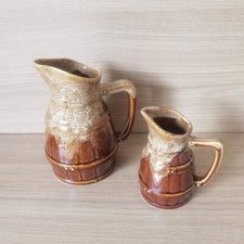 Carafe bistrot,bar,80cl et 25cl,pichet, tonneau,beige moucheté,pichet vintage