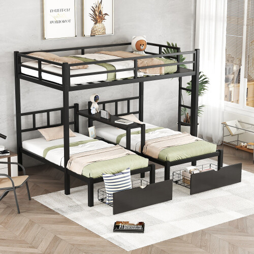 Metal triple bunk beds full - triple,