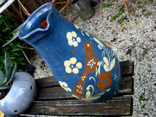 Grand pichet ancien pot signé Pirard Soufflenheim poterie vernissé d' Alsace