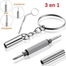 Tournevis Porte-clés 3 en 1 pour lunettes, montres, smartphones, petits objets