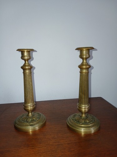 Paire bougeoirs anciens - bougeoirs,
