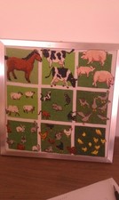 Tableau brodé sur lin 33 X 33