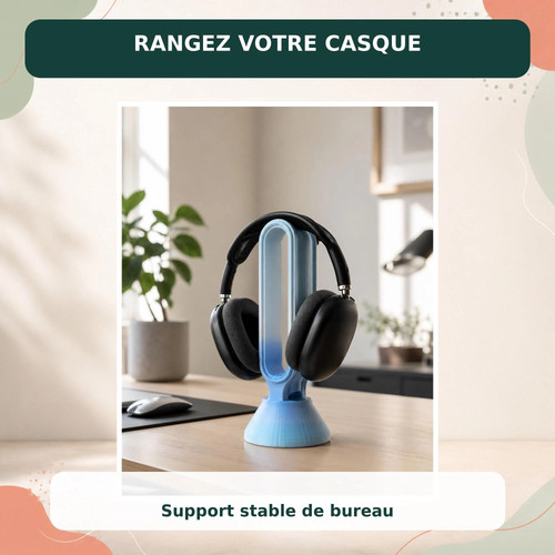 Support casque audio bleu