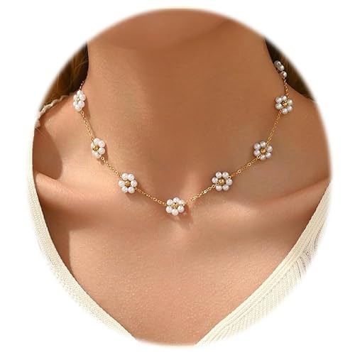Collier fleur nacrée - , femme