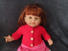 vetement pour poupée corolle 36 cm 1  gilet rouge avec 4 boutons  NEUF fait main