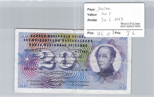 Billet suisse 20 - billet, francs