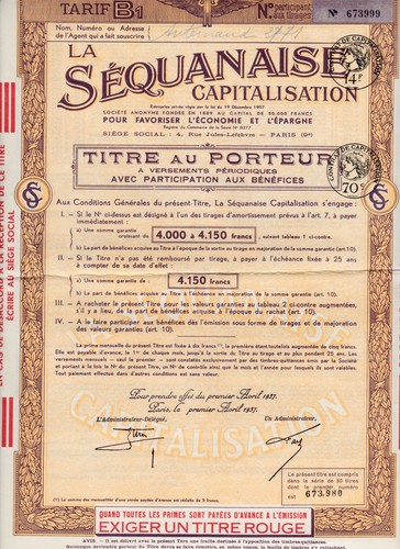 Action titre porteur la - au,