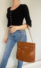 Sac bandoulière chaîne cuir fauve NINA RICCI Vintage 1980s/1990s