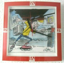 Horloge Pendule de Cuisine Le Journal l'ALSACE Dessin Giefem Peintre dessinateur