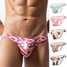 Men En Mesh Imprimé Mini Briefs Sous-Vêtements Gay Boy Sexy Sexy Breathable /