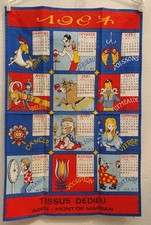 TORCHON CALENDRIER PUB ZODIAQUE 1987  - TISSUS DEDIEU AGEN MONT-DE-MARSAN 