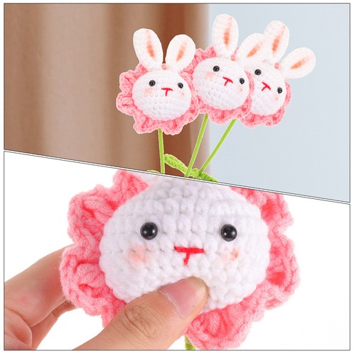 Pcs lapin tricoté - lapin, fleur