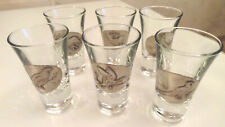 6 verres à liqueur - écusson en étain sur le thème de la chasse