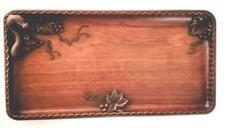 ancien superbe plateau en bois sculpté forêt noire  décor de raisin et écureuil