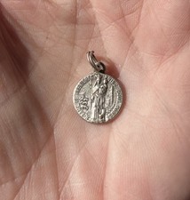 French medal Virgin Mary Sheep ⅔” silver Our Lady Of The Lambs Pendant Farming