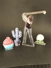 4 sujets figurine design Acrila golfeur golf cactus gâteau Plexiglas