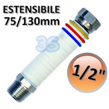 Tuyau flexible en acier inoxydable 1/2'' extensible 75/130 mm - pour eau et gaz