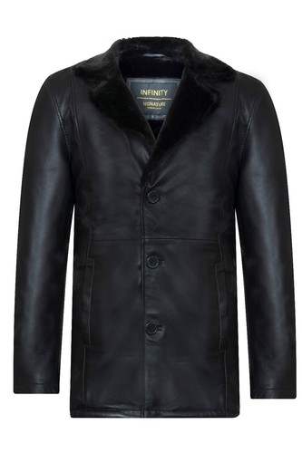Veste blazer cuir noir - en,