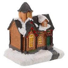  Maisons de village de Noël éclairées par LED, figurine miniature en résine,
