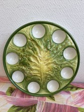 Ancienne Assiette A Oeufs Plat 9 Œufs Décor Chou Feuille Cuisine Deco 