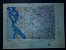 1944 Armée Américaine Aeronautic Tableau Topo Carte Angouleme France 1: 250,000