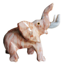 Sculpture de Table Éléphant Marbre Rose Italian Marble Elephant Sculpture H.23cm