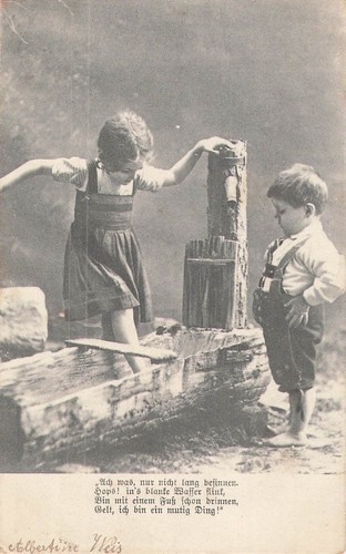 Noir blanc enfants - blanc, fontaine