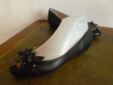 RAVISSANTES BALLERINES MARQUE HEYRAUD BOUT ROND CUIR NOIR  T. 39 TBE