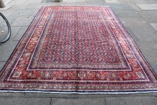 Vintage Main Fabriqué Traditionnel Oriental Laine Bleu Rouges Grand Moquette