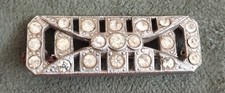 ancienne broche Strass blanc métal argenté années 30 Art Déco