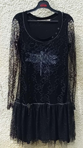 Robe noire dentelle jupon - noire,