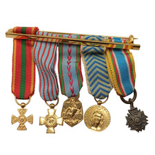 5.15/10/25 (REF30264) Barrette de 5 médailles en réduction 39/45 French MEDAL