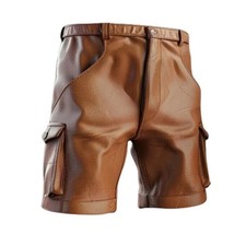 Short cuir marron six - short,