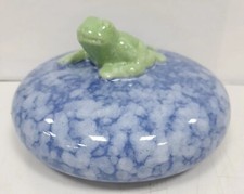 flotteur sculpture faience grenouille zoomorphe ceramique vintage jardin bassin