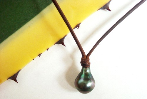 Perle tahiti cuir collier - perle, de