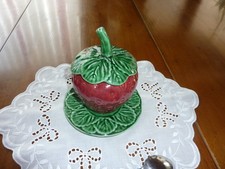 Confiturier, sucrier, barbotine en forme de fraise