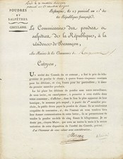 Moreau (Mal?) Commissaire des poudres et salpêtres - Rougemont - signé B. Sinaïs