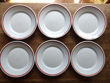 6  Assiettes  Plates  Porcelaine D'Auteuil  LOBJOY Modèle Bistrot Vintage