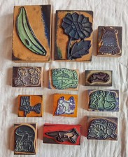 Lot 12 Anciens Tampons Encreur Fleur Jeux École Pedagogie Ancienne Écoliers