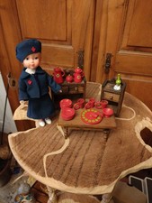 Poupée vintage meubles miniature bois  dinette bois