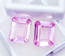 Naturel Rose Kunzite Ample Pierre Précieuse 8 À 10 CT Paire Certifié Emerald Cut