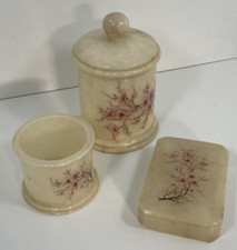 Ensemble Boîte, pot en albâtre ancienne déco salle de bains Genuine Italie