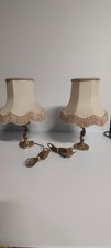 Paire de lampe vintage bronze ou laiton abat jour en toile 