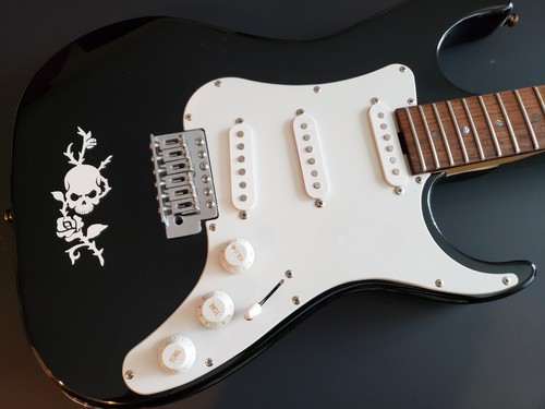 Guitar body skull roses - guitar,